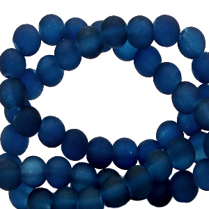 4 mm glaskralen mat Deep blue