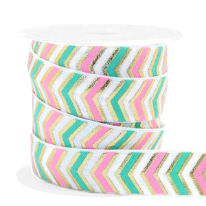 Elastisch lint arrow Pink-turquoise green