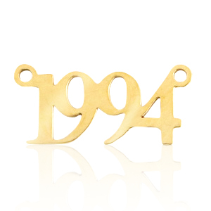 Roestvrij stalen (RVS) Stainless steel bedels/tussenstuk jaartal 1994 Goud