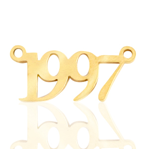 Roestvrij stalen (RVS) Stainless steel bedels/tussenstuk jaartal 1997 Goud