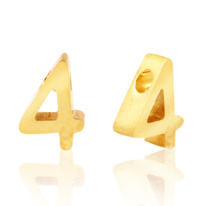 Roestvrij stalen (RVS) Stainless steel kralen cijfer 4 Goud