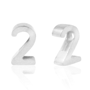 Roestvrij stalen (RVS) Stainless steel kralen cijfer 2 Zilver