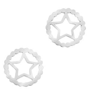 Roestvrij stalen (RVS) Stainless steel bedels/tussenstuk star Zilver