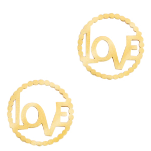 Roestvrij stalen (RVS) Stainless steel bedels/tussenstuk "LOVE" Goud