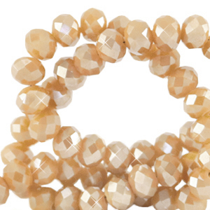 Top Facet kralen 3x2mm disc Golden shadow opal-amber pearl shine coating