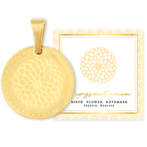 Roestvrij stalen (RVS) Stainless steel bedels Mix & Match 15mm Birth flower November-Chrysant Goud