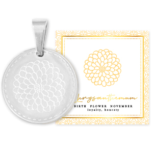Roestvrij stalen (RVS) Stainless steel bedels Mix & Match 15mm Birth flower November-Chrysant Zilver