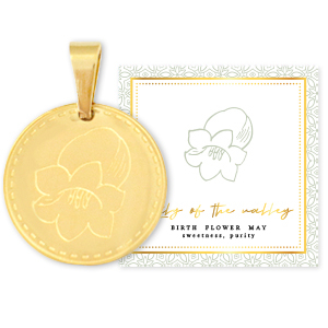Roestvrij stalen (RVS) Stainless steel bedels Mix & Match 15mm Birth flower May-Lily of the valley Goud
