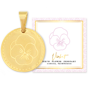Roestvrij stalen (RVS) Stainless steel bedels Mix & Match 15mm Birth flower February-Violet Goud