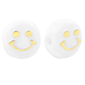 Letterkralen van acryl smiley White-gold