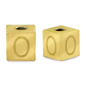 Roestvrij stalen (RVS) Stainless steel kralen letter O Goud