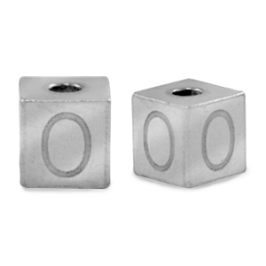Roestvrij stalen (RVS) Stainless steel kralen letter O Zilver