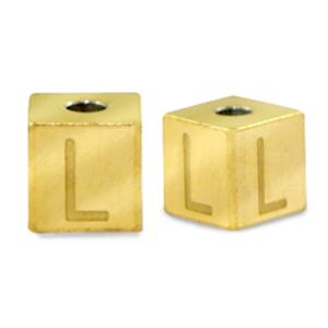 Roestvrij stalen (RVS) Stainless steel kralen letter L Goud