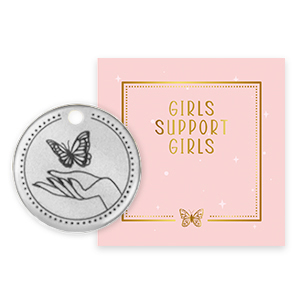 Girls Support Girls bedels DQ metaal Antiek zilver (nikkelvrij) 50% donatie aan Free a Girl