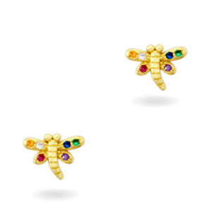 Zirkonia brass elements rainbow dragon fly Gold
