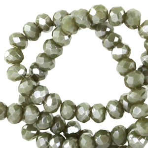 Top Facet kralen 6x4 mm disc Greenish grey-pearl shine coating