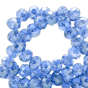 Top Facet kralen 4x3 mm disc Cerulean blue-pearl shine coating