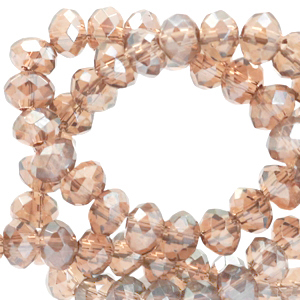Top Facet kralen 3x2mm disc Champagne beige-pearl shine coating