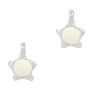 Bedels DQ metaal ster Creamy white-antique silver (nikkelvrij)