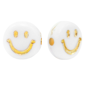 Letterkralen van acryl smiley White-gold