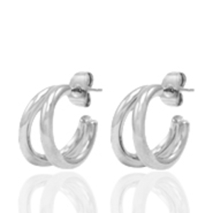 Roestvrij stalen (RVS) Stainless steel oorbellen/oorstekers creolen Zilver