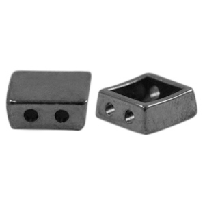 Kralen DQ metaal duo beads square Zilver antraciet (nikkelvrij)