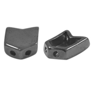 Kralen DQ metaal duo beads arrow Zilver antraciet (nikkelvrij)