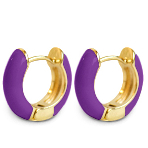 Trendy oorbellen creolen enamel 15mm Purple-gold
