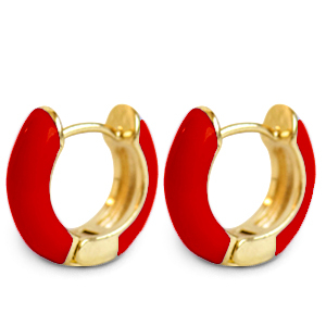 Trendy oorbellen creolen enamel 15mm Red-gold