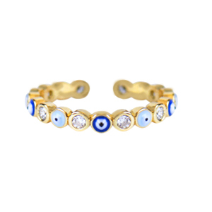 Musthave ringen enamel boze oog Blue-white-gold