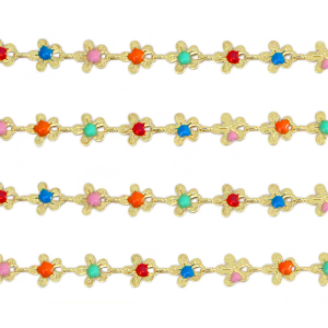 Brass TQ metaal jasseron bloemen Gold-multicolour