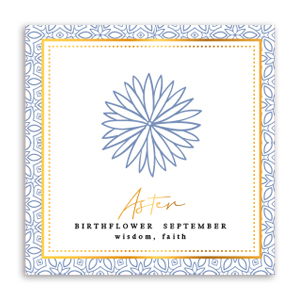 Sieraden kaartjes Birth flower September-Aster Soft blue