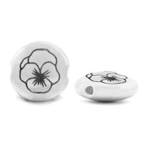 Kralen DQ metaal Birth flower February-Violet Antiek zilver (nikkelvrij)