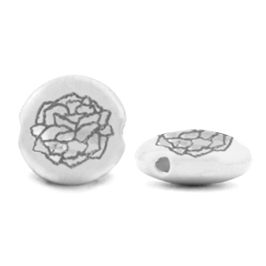 Kralen DQ metaal Birth flower January-Carnation Antiek zilver (nikkelvrij)