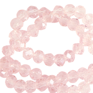 Top Facet kralen 8x6 mm disc Primrose pink-pearl shine coating