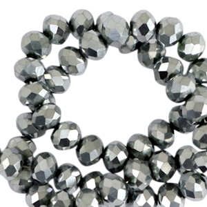 Top Facet kralen 4x3 mm disc Silver-pearl shine coating