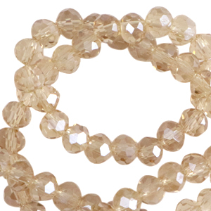 Top Facet kralen 3x2mm disc Latte beige-pearl shine coating
