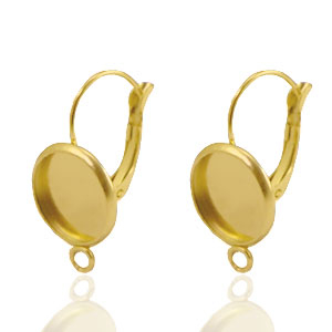 Roestvrij stalen (RVS) Stainless steel onderdelen oorbellen voor cabochon 12mm Goud