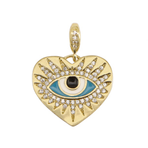 Brass TQ metaal bedels alziend oog enamel Gold-blue