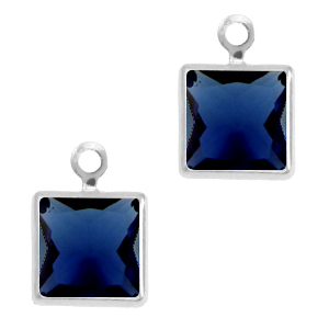 Hangers van crystal glas square Royal blue-silver