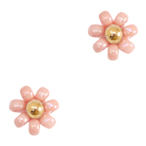 Miyuki kralen bloemen 8mm Salmon pink-gold