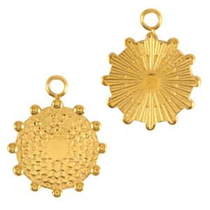 Roestvrij stalen (RVS) Stainless steel bedels 13mm Goud