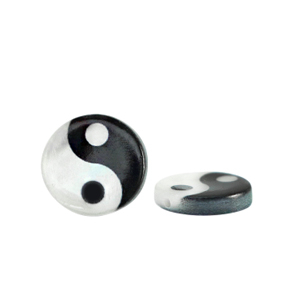 Schelp kralen specials symbol Yin & Yang Black-white (natuurlijke kleur)
