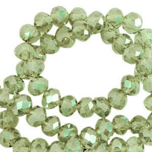 Top Facet kralen 8x6 mm disc Vineyard green-pearl shine coating