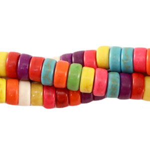 Natuursteen kralen howliet disc 6x3mm Multicolour