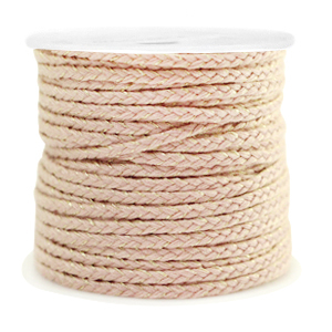 Macram&eacute; draad gevlochten 2mm Gold-light pink