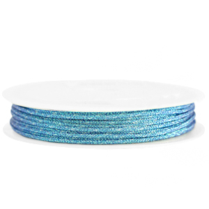 Macram&eacute; draad gevlochten 1mm Azure blue metallic