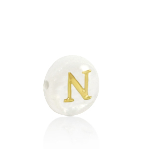 Schelp kralen letter N Gold-white (natuurlijke kleur)