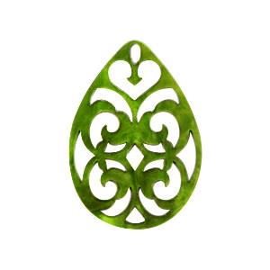 Resin hangers druppel barok 38x27mm Guacamole green