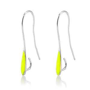Onderdelen DQ metaal oorbellen / oorhangers Antiek zilver-neon yellow (nikkelvrij)